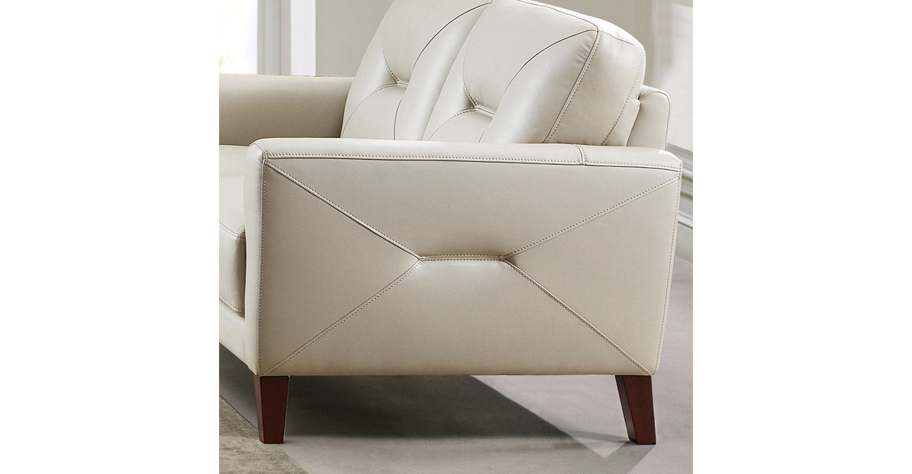 Mavis Leather Sofa Collection, Vanilla White